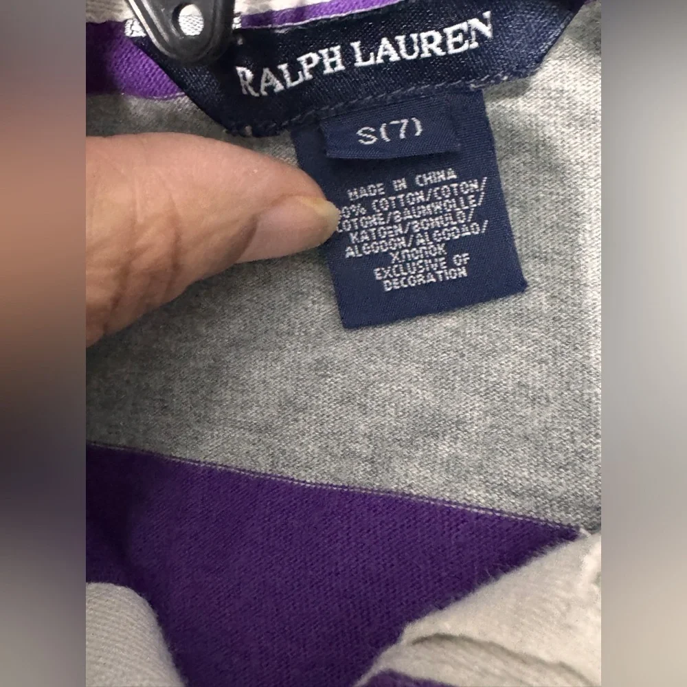 Ralph Lauren Purple and Gray Striped Long Sleeve dress size S (7)